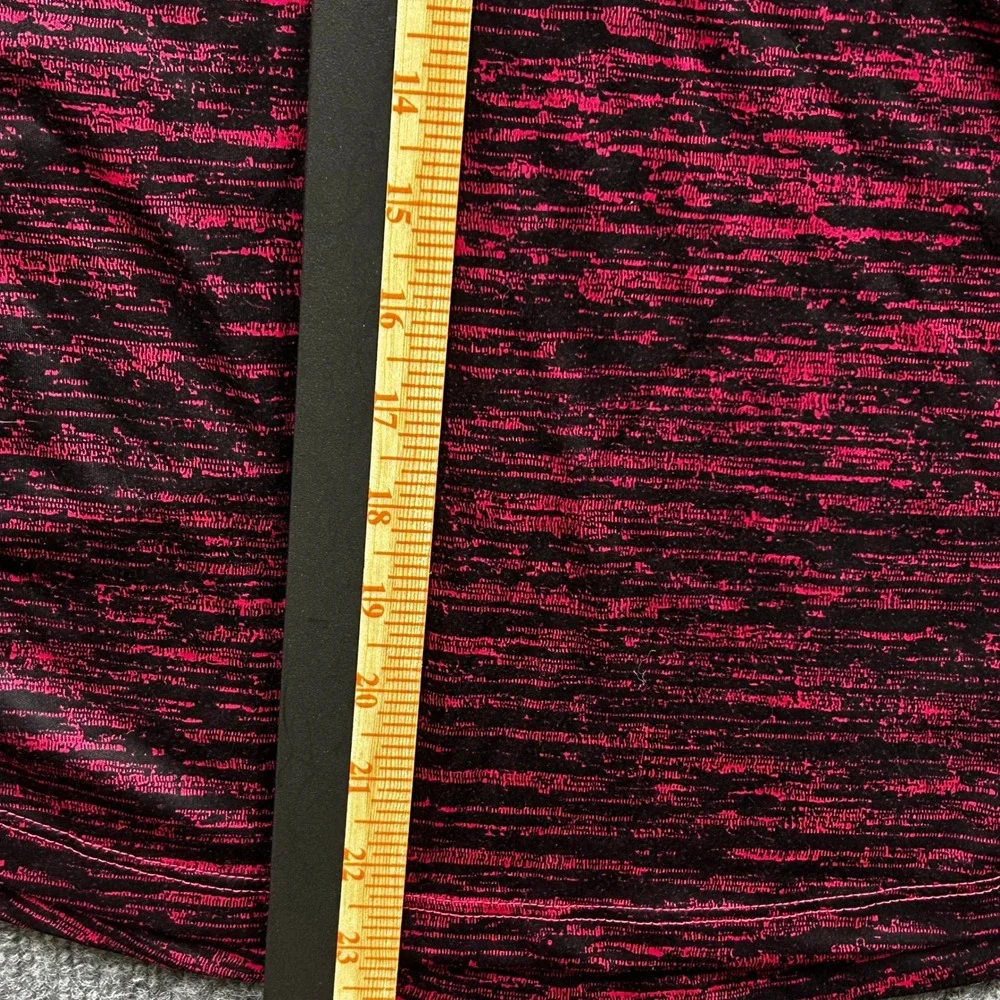 Nike Running Shirt Womens Size M Pink Black Dri-Fit Space Dye V-Neck Athletic